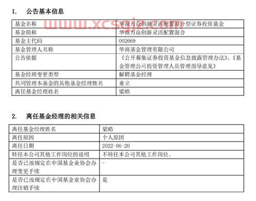 华商领先基金630001今日净值